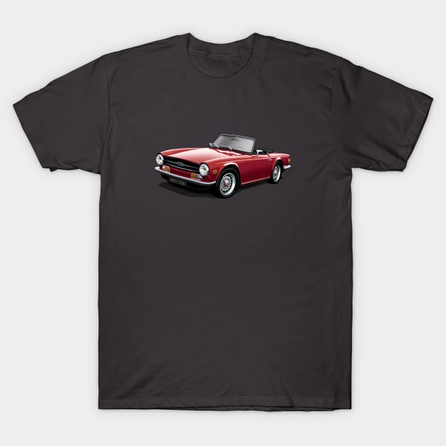 Triumph TR6 in maroon T-Shirt by candcretro